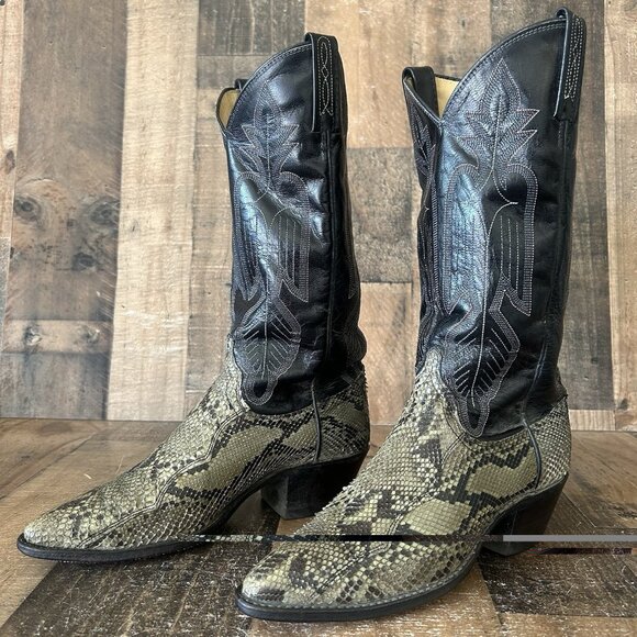 Dan Post Vintage Snakeskin Western Cowboy Boots Womens 7 M - Picture 3 of 12
